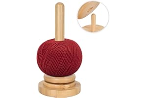 Wooden Rotating Yarn Holder Stand, Premium Yarn Ball Dispenser for Crochet Knitting, Prevents Yarn Tangles