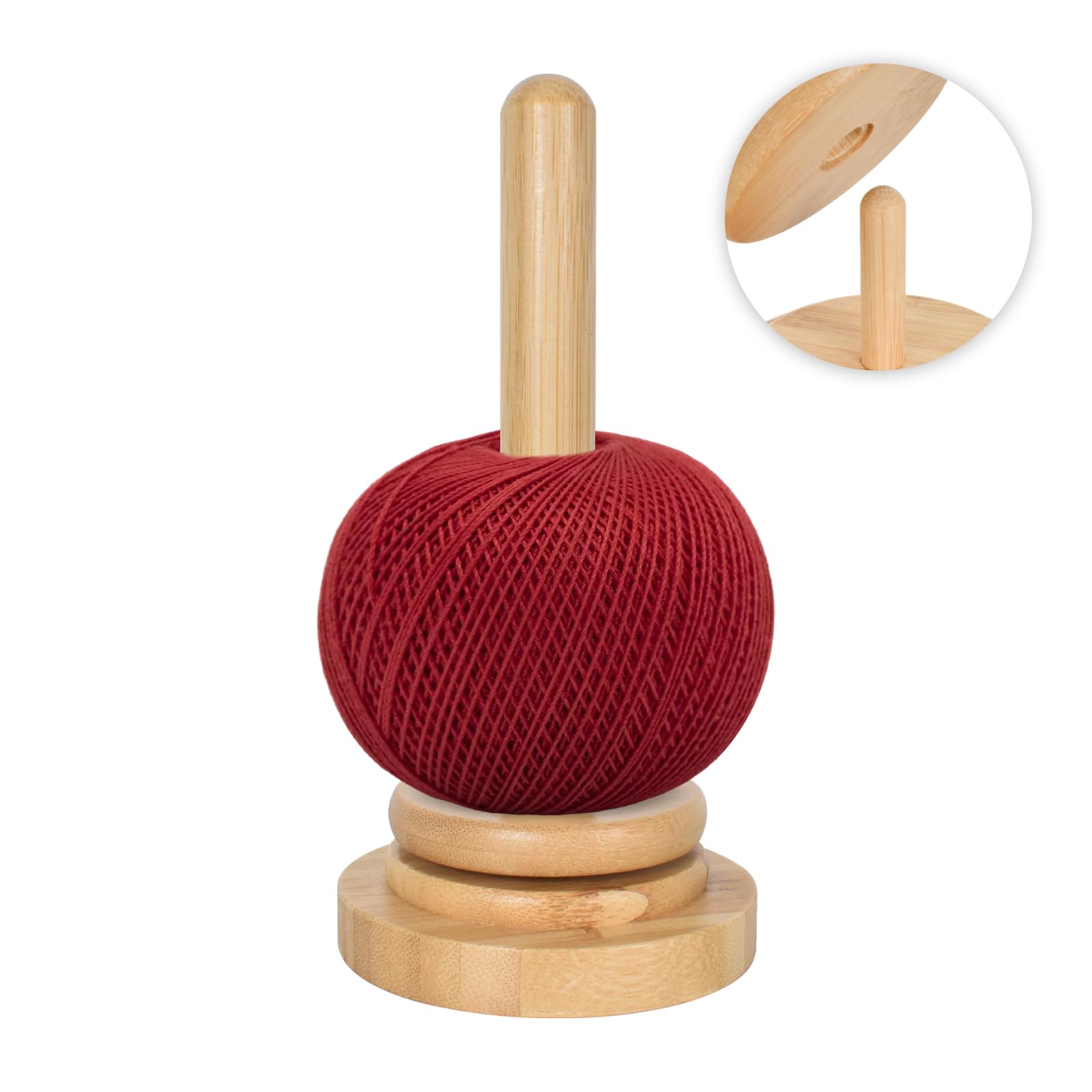 Yarn Holder for Crochet, Wooden Yarn Ball Holder Stand, Yarn Holder Dispenser, Rotating Yarn Holder, Spinning Yarn Holder for Knitting, Prevent Yarn Entanglement, for Knitting Lovers Supplies