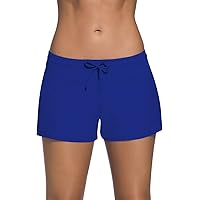 Ekouaer Vrouwen Zwemshorts Hoge Taille Verstelbare Ruches Side Tie Bikini Bottoms Badpak Board Boy Shorts voor Dames S-XXL, legergroen, XL