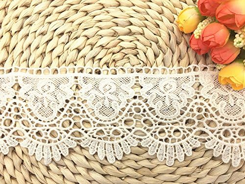 9CM Width Europe Crown Pattern Inelastic Embroidery Lace Trim,Curtain Tablecloth Slipcover Bridal DIY Clothing/Accessories.(4 Yards in one Package) (Ivory)