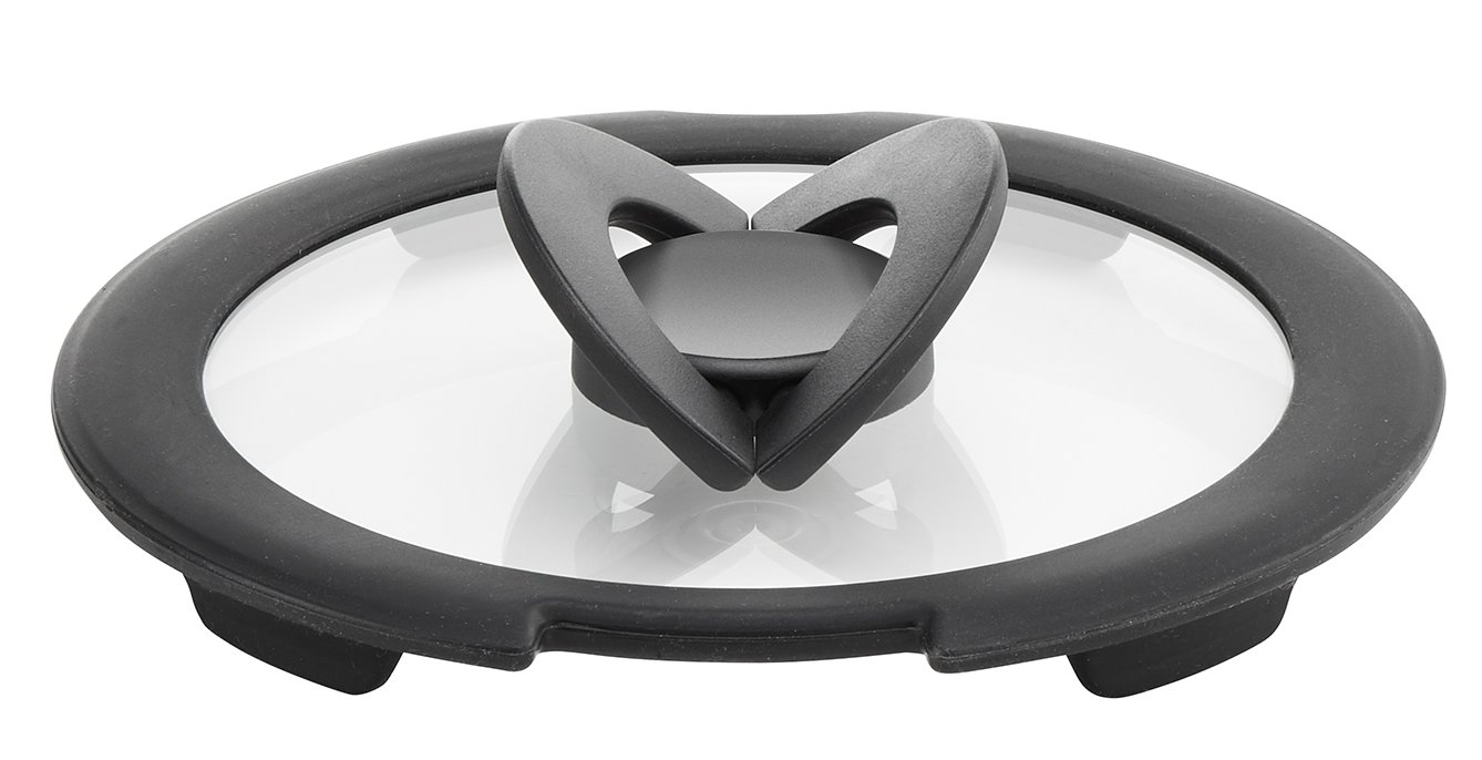 Lagostina Ingenio induction glass lid, Glass, black/transparent, 16 cm