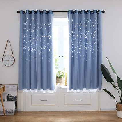 Syeytx 1 STÜCKE Meteorschauer Aushöhlen Türfenstervorhang Drapieren Steuerung Sheer Schal Volants