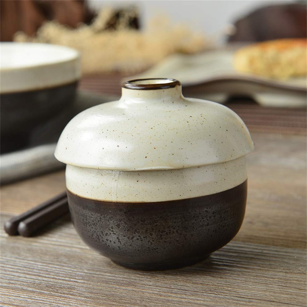 YINUO Sopa de cerámica pequeña Fideos Tazón de Pasta con Tapa ...