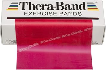 Amazon Theraband セラバンド 赤 レッド ミディアム 強度 0 標準サイズ 幅約 12 5cm 長さ 5 5 M セラバンド Theraband エクササイズバンド チューブ