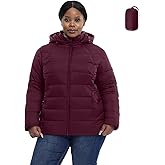 HHE Plus Size Women's Packable Puffer Jacket 1X-6X Water-Resistant Lightweight Winter Coat(Exclusively for Plus Size)