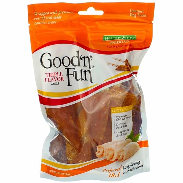 HEALTHY HIDE GOOD ‘N’ FUN TRIPLE-FLAVOR WINGS – BEEF, PORK & CHICKEN 4 OZ – PACK OF 1010