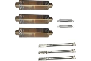 Votenli S9116A(3-Pack) S1678A (3-Pack) 15 1/16" Stainless Steel Heat Plate,Crossover Tubes and Burner Replacement for Gas Grill Models Charbroil 463722313, Charbroil 463722314 and Charbroil 463742111