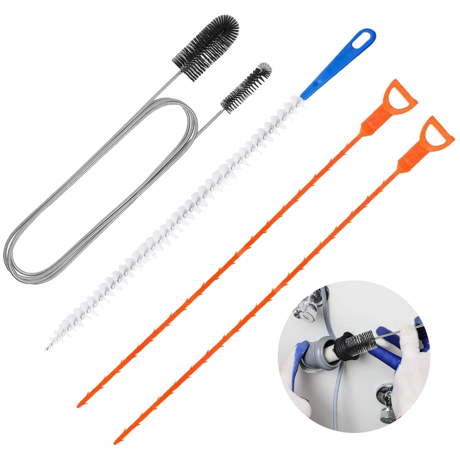 Xumann 4pc Drain Snake Unblocker, Plug Hole Hair Remover Tool, Multifunctional Cleaning Claw Cleaners Brush Pipe