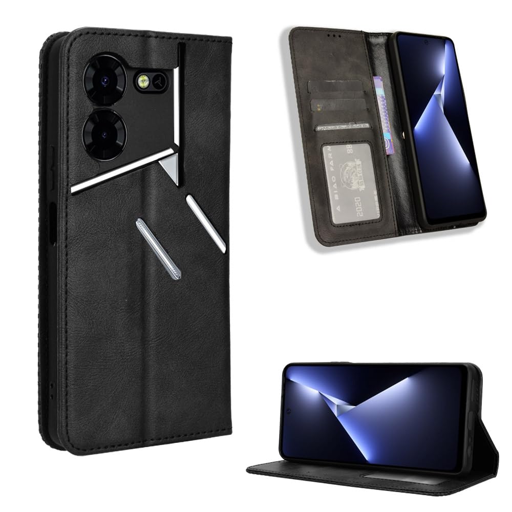 BellaCase Tecno Pova 5 Pro Case [Wallet Case] [Kickstand] [Card Slots] [Magnetic Flip Cover] Compatible with Tecno Pova 5 Pro Smartphone(Black)