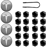 KFZMAN Aero Wheel Cap kit for Tesla Model 3, Tesla Model 3 Chrome Lug Nut Cover Caps with Puller, Center Hub Cap with Logo fi