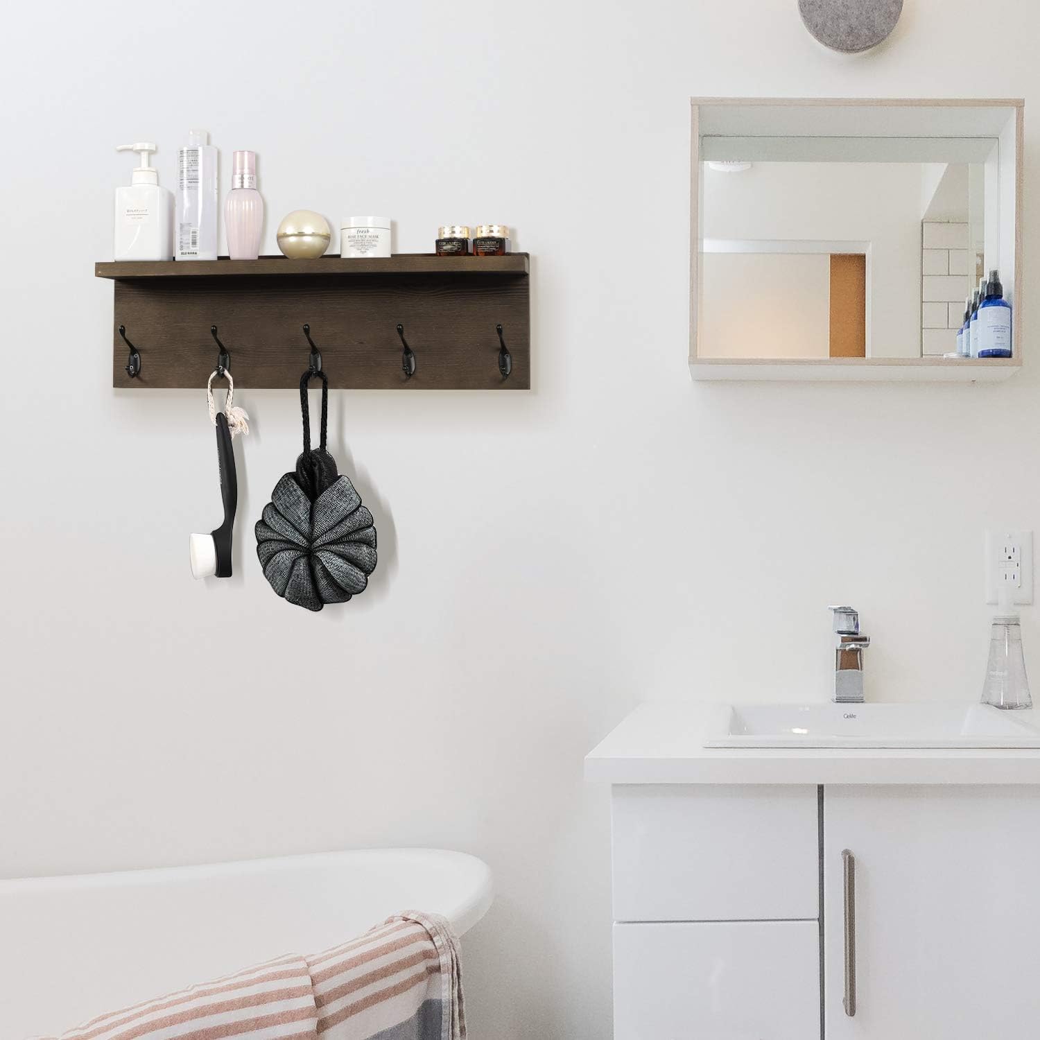 Home & Kitchen Bathroom Solid Wood Wall Mounted Clothes ...