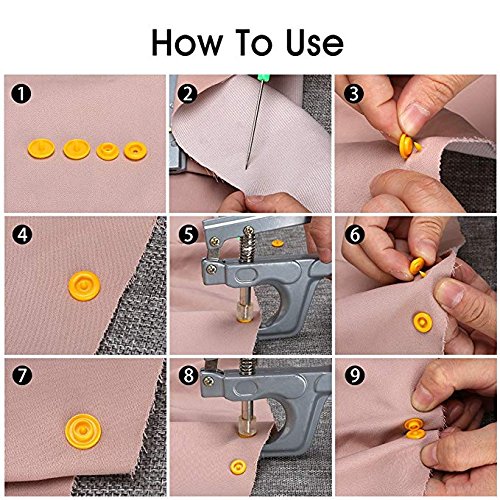 100 Complete Sets Black Snaps Plastic Snaps Handheld Pliers Tool