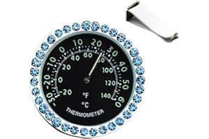 idain Car Dashboard Thermometer - Mini Vehicle Thermometer Decoration Air Vent Cilp (Blue)