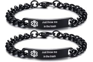 XUANPAI Personalized Emergency Medical Alert Bracelets for Women Men Customizable Stainless Steel Medical ID Bracelets Free Engrave Medical Alert Bracelet for Adult