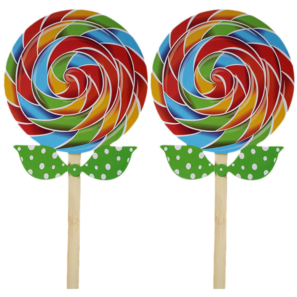 Amosfun 2pcs Fake Lollipop Props Candy Photo Booth Props Decorative Party Favor for Boys and Girls Dance Performance Christmas Festival