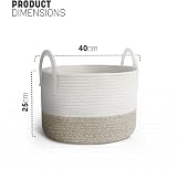 Keplin Small Rope Storage Basket - Two Tone Nursery Hamper 40x25cm view 2