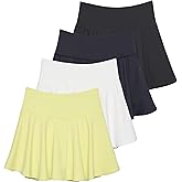 Real Essentials 4 Pack: Women’s Skater Pleated Tennis Skort - Skirt with Shorts Pockets Athletic Golf Workout (Plus)
