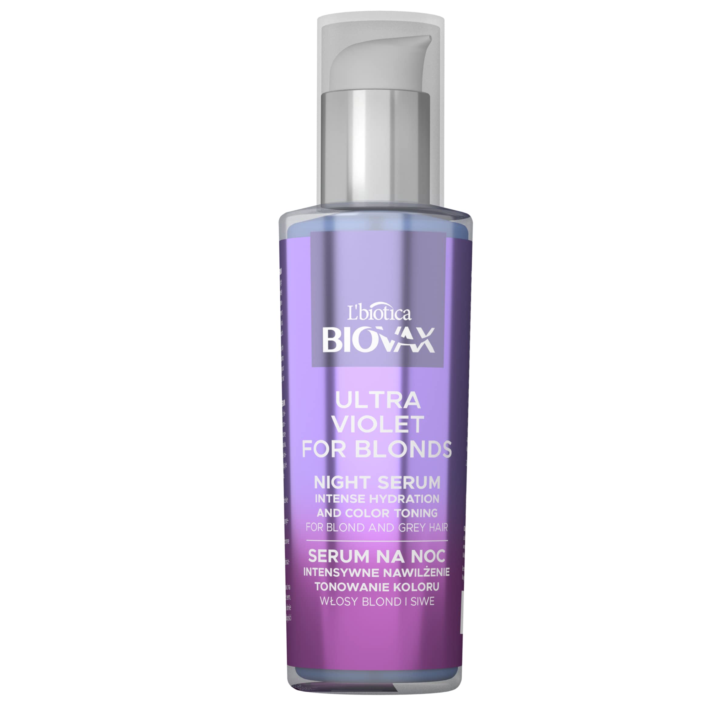 Biovax Ultra Violet Intensive Moisturising Night Tone Serum for Blonde and Grey Hair 100 ml
