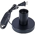 AdiyZ Industrial Table Lamp, Small Polished Metal Desktop Light Socket Base, Vintage E26/E27 Edison Screw Light Bulb Holder, 5.57ft Cord with On/Off Switch and US Plug (Black Color)