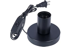 AdiyZ Industrial Table Lamp, Small Polished Metal Desktop Light Socket Base, Vintage E26/E27 Edison Screw Light Bulb Holder, 5.57ft Cord with On/Off Switch and US Plug (Black Color)