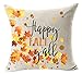 Pumpkin Maple Leaf Wreath Personalized Happy Fall Y'all Letters Halloween Thanksgiving Gifts New Home Room Sofa Car Decorative Cotton Linen Throw Pillow Case Cushion Cover Square 18 X 18 Inches