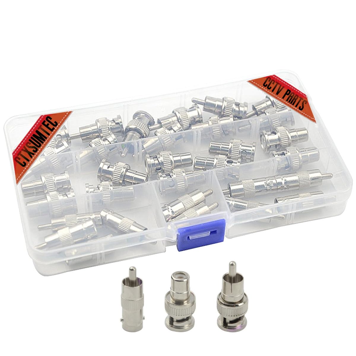 CTXSumTec 32-Piece RCA & BNC Connector Kit: BNC to RCA, Coax TV Video Couplers for CCTV Security Cameras