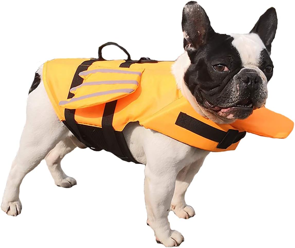 GabeFish Dog Life Vest with Chin Float, Angel Wings Cat Life Vests for Swimming, Pets Safety Swimsuit with Reflective Stripe