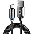 [Type-C] Power Off/On Smart LED Auto Disconnect 3FT Quick Charge Data Cable QC 3.0 Compatible with Samsung Galaxy S9,S8+,Google,Nexus 6P,LG,HTC & More List Below (Type C Black, 3FT/1M)
