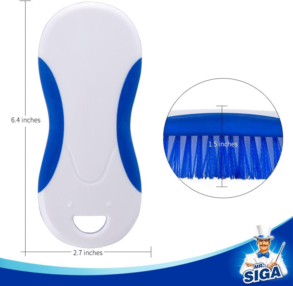 MR.SIGA Multi purpose Heavy Duty Scrub Brush - Pack of 2, White & Blue - 2 Pack, 6.3" x 2.36" x 1.57" (16 x 6 x 4 cm) - Image 4