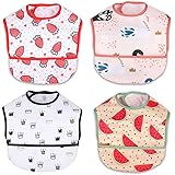 Baby bibs Waterproof Toddler bib - Feeding bib with Pocket for Infant Boy Girl Washable 6-24M