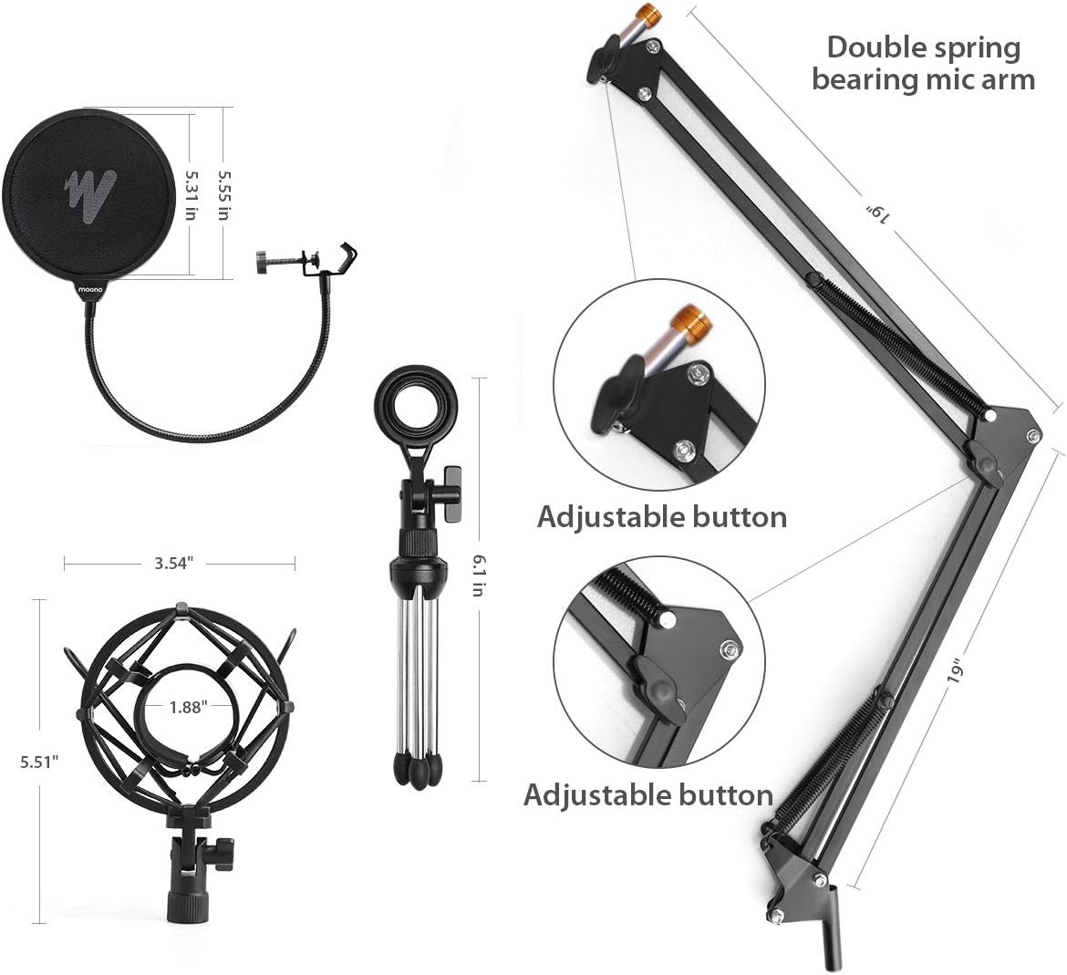 USB Microphone MAONO AU-A04 Plus Cardioid Condenser Podcast Mic 192kHz/24bit Plug and Play, Provide Two Mic Holders for Livestreaming, Voice Over, YouTube, Gaming, ASMR: Computers & Accessories