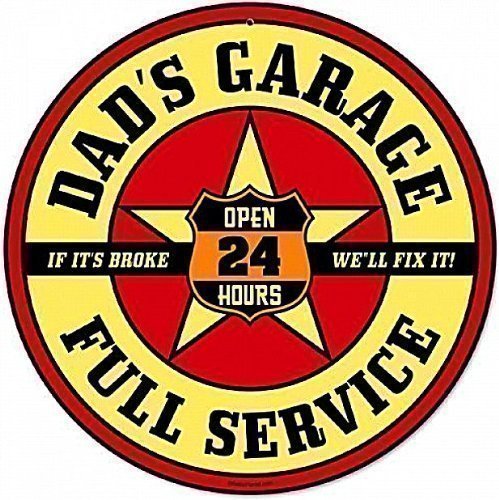 Dads Garage round steel sign 360mm diameter (pst)