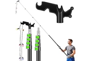 Leriton 7-30 ft Long Christmas Light Hanger Pole with Utility Hook, Telescopic Extension Pole Multi-Purpose for Christmas String Lights Installation Painting Cleaning Without Ladder (Green)