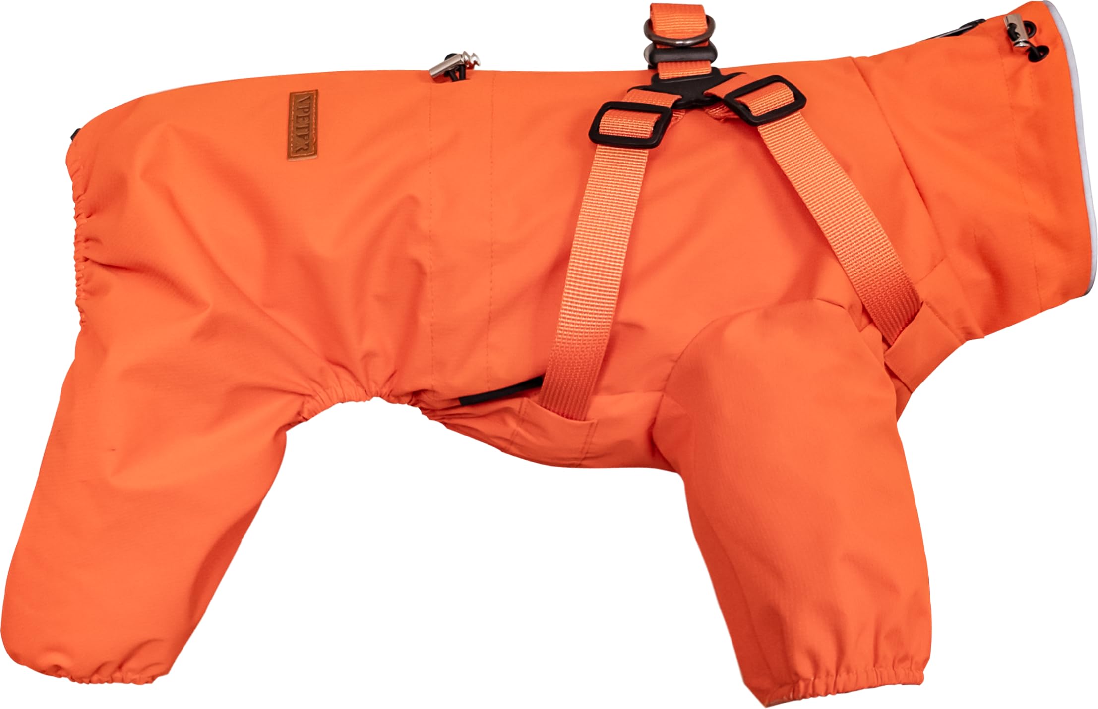 BT Bear Dog Harness Raincoat,Adjustable 4 Legs Dog Jacket with Harness Reflective Jumpsuit Waterproof Coat for Medium Large Dogs,Orange 3XL