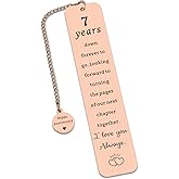 7 Year Anniversary Copper Gifts for Him Her, Valentines Day 7th Wedding Anniversary Copper Gifts for Wife Husband, Meaningful Seven Year Anniversar Valentines Day Bookmark Gift for Women Men Couple