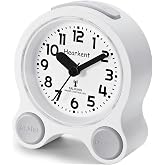 Hearkent Atomic Talking Clock Clear Time Date Light, 5 Alarms,Snooze, White | Clocks for Seniors Blind Visually Impaired, Male/female English voice, Radio Controlled, Non Ticking, Volume Control