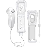WDZP (White*1) Remote Controller with Motion Plus for Wii/WII U, 2 in 1 Remote with Nunchuck Controller for Wii/WII U Console [nintendo_wii_u]