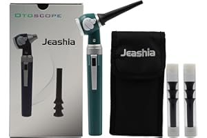 Jeashia Pocket Veterinary LED Otoscope - Pet Ear Scope with Light for Dogs & Cats, 6 Disposable Tips (4/6/9mm), Portable Ear Infection Detector (Green)
