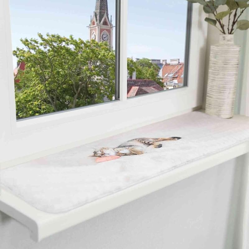 TRIXIE Nani Lounger Mat for Windowsill 90x28cm Grey Plush Non-Slip Base