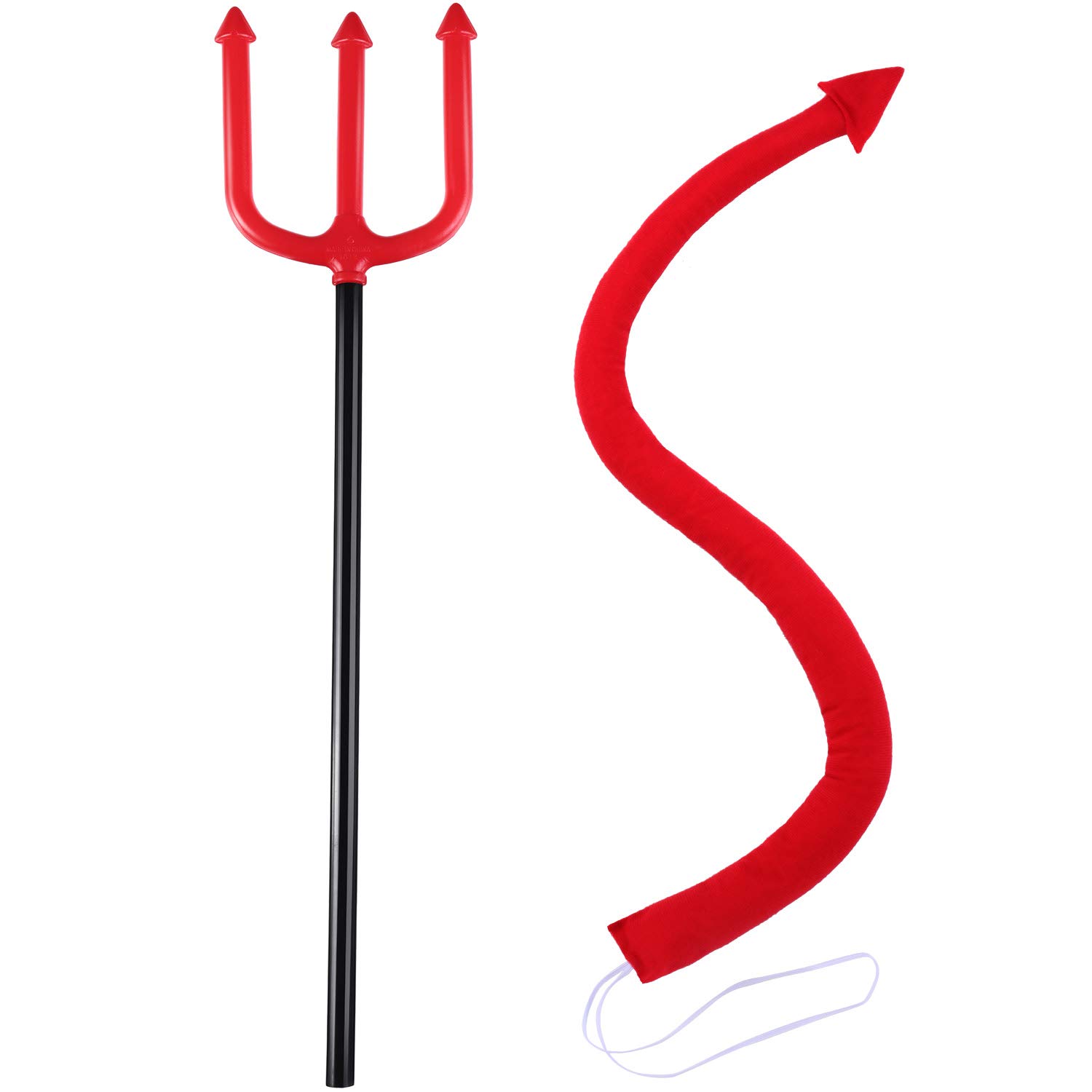 Photo 1 of Sumind 2 Pieces Halloween Devil Costume Accessories Devil Tail Fork Cosplay Costume Accessories for Halloween Cosplay Party(Red)