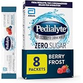Pedialyte Electrolyte Drink Mix With Zero Sugar | Hydration With Key Electrolytes | Great Hydration Low in Calories | Berry Frost, 8 Powder Packets