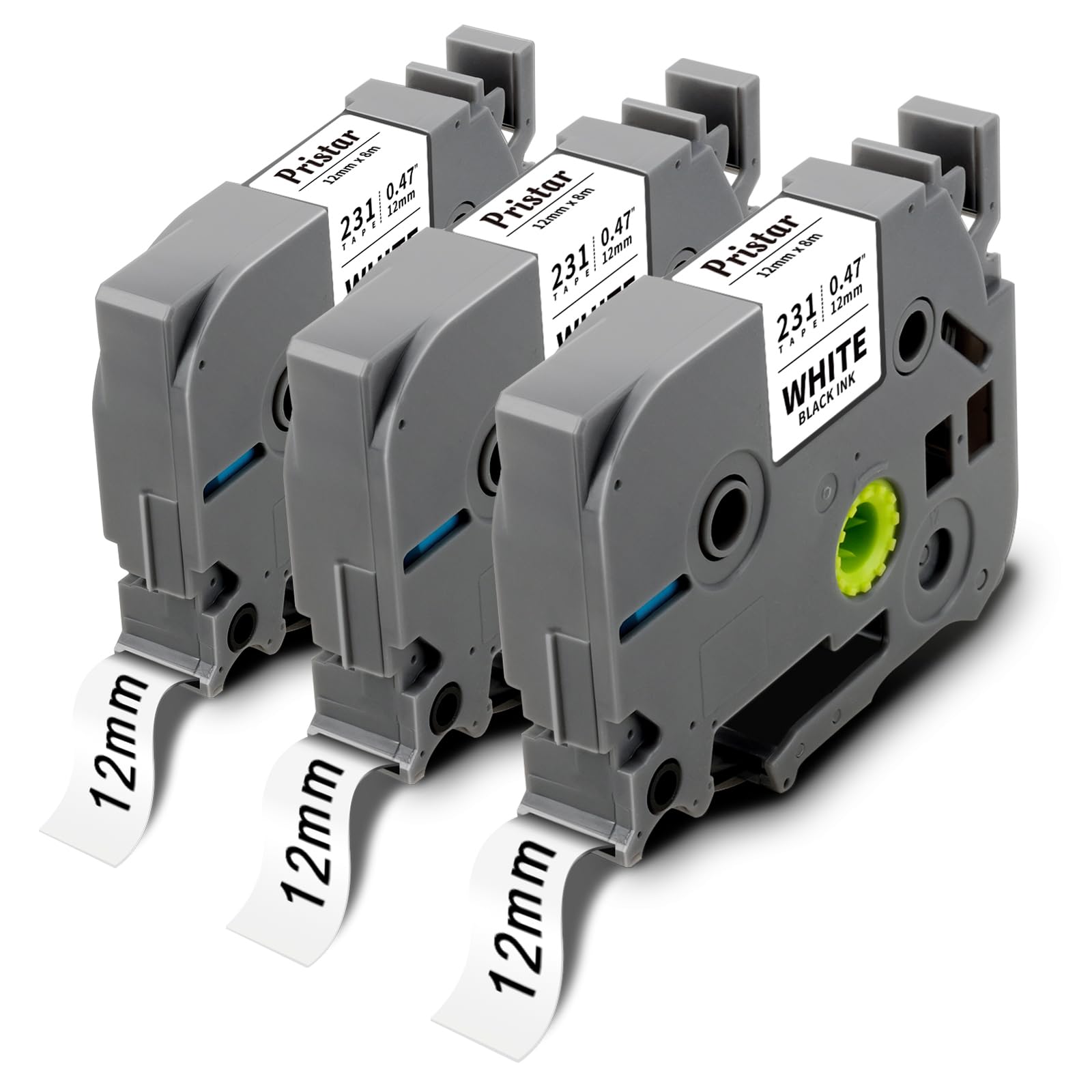 Pristar Compatible Label Tape Replacement for Brother TZe-231 TZe231 Cassette TZ Tape 12mm 0.47 Black on White Laminated Label TZ231 for Brother P-Touch PT-H110 H101C H105 H1000 1080 GL-200 GL-H105