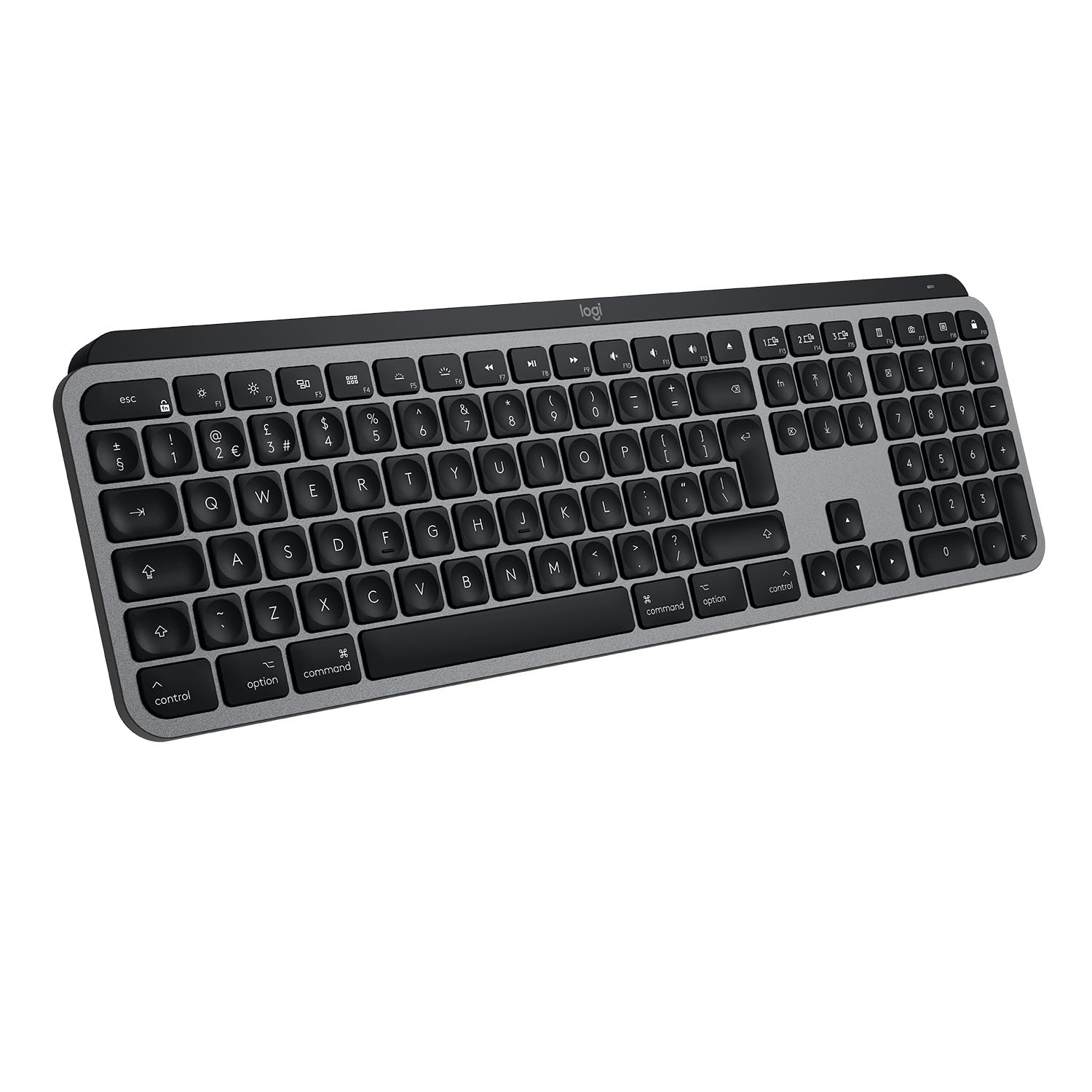 Logitech MX Keys Advanced Wireless Illuminated Keyboard for Mac, Tactile Responsive Typing, Backlit LED Keys, Bluetooth, USB-C, 10 Day Battery, Apple macOS, Metal Build, QWERTY UK English Layout, Grey