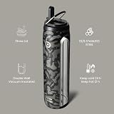 Bottle Bottle 32 oz Insulated Water Bottle with Straw Lid Black Camouflage view 2