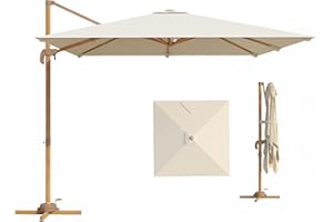 Outsunny 10 FT Patio Cantilever Umbrella, Aluminum Outdoor Offset Umbrella with 360° Rotation, Outdoor Market Umbrella with C