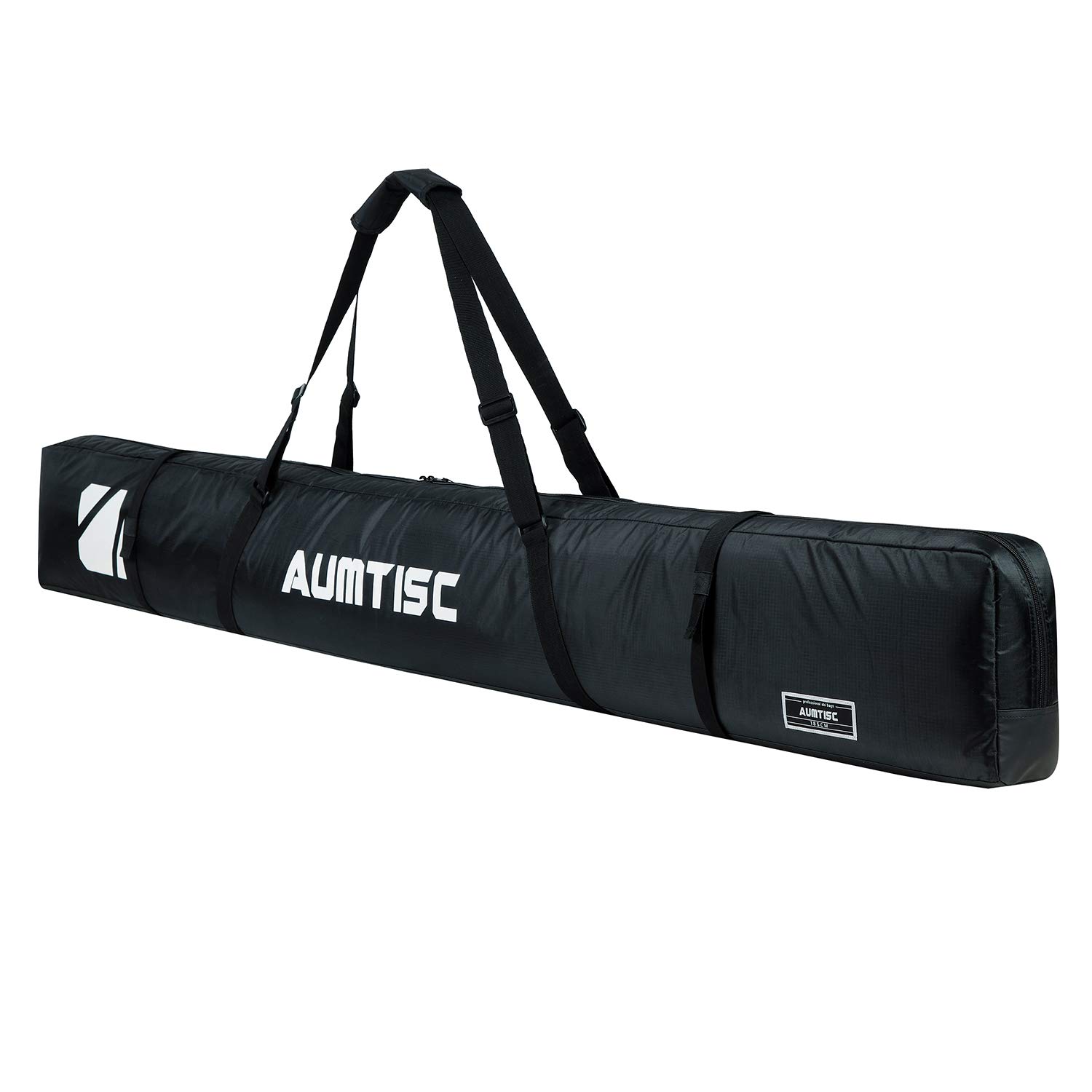 AUMTISC Ski Bag Padded Snowboard bag Single Travel Winter Sports Bag to Transport Skis Gear Pocket with Adjustable Handle Black 170cm