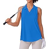 PINSPARK Womens Golf Shirt UPF 50+ Sleeveless Collared Shirts Quick Dry Tennis Polo V-Neck Racerback Athletic Workout Tank