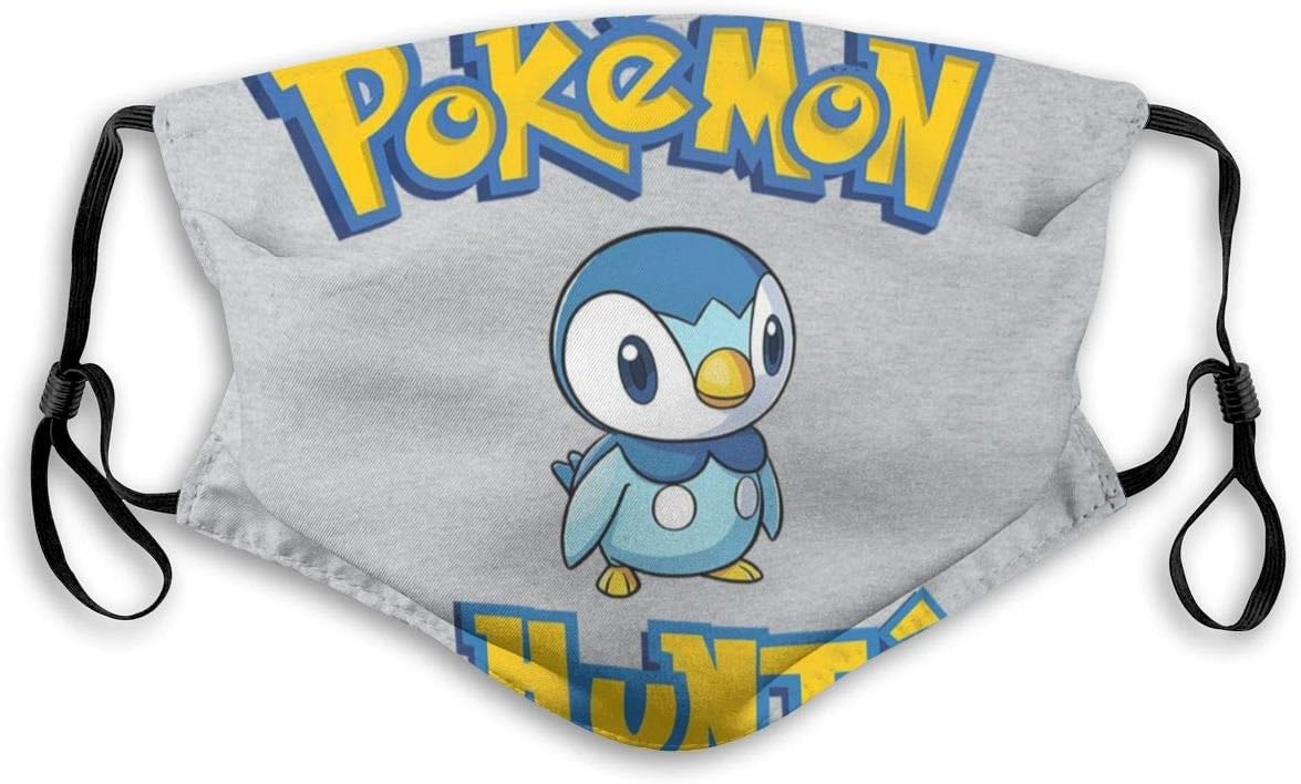 Monster of The Pocket Hunter Piplup Unisex Face Masks Washable Dust Mask for Kids Teens Men Women Boys Girls Black