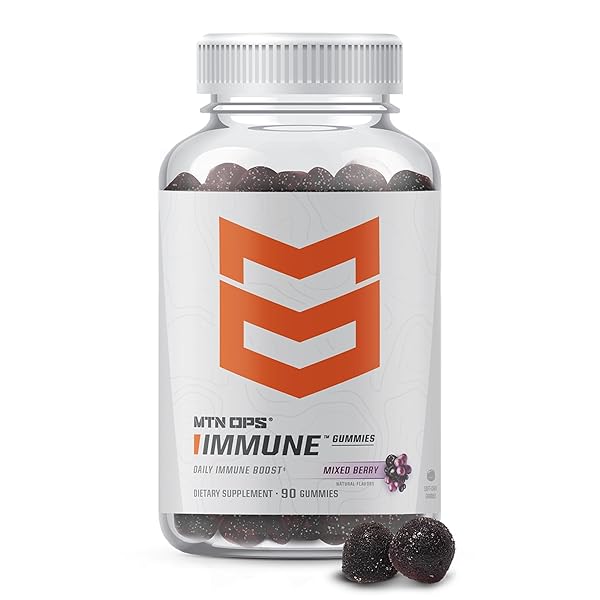 MTN OPS IMMUNE GUMMIES IMMUNE SUPPORT SUPPLEMENT, 90 GUMMIES WITH ELDERBERRY & ARONIA BERRY IMMUNE BOOSTER FOR ADULTS, MIXED BERRY FLAVOR & NATURALLY GLUTEN FREE