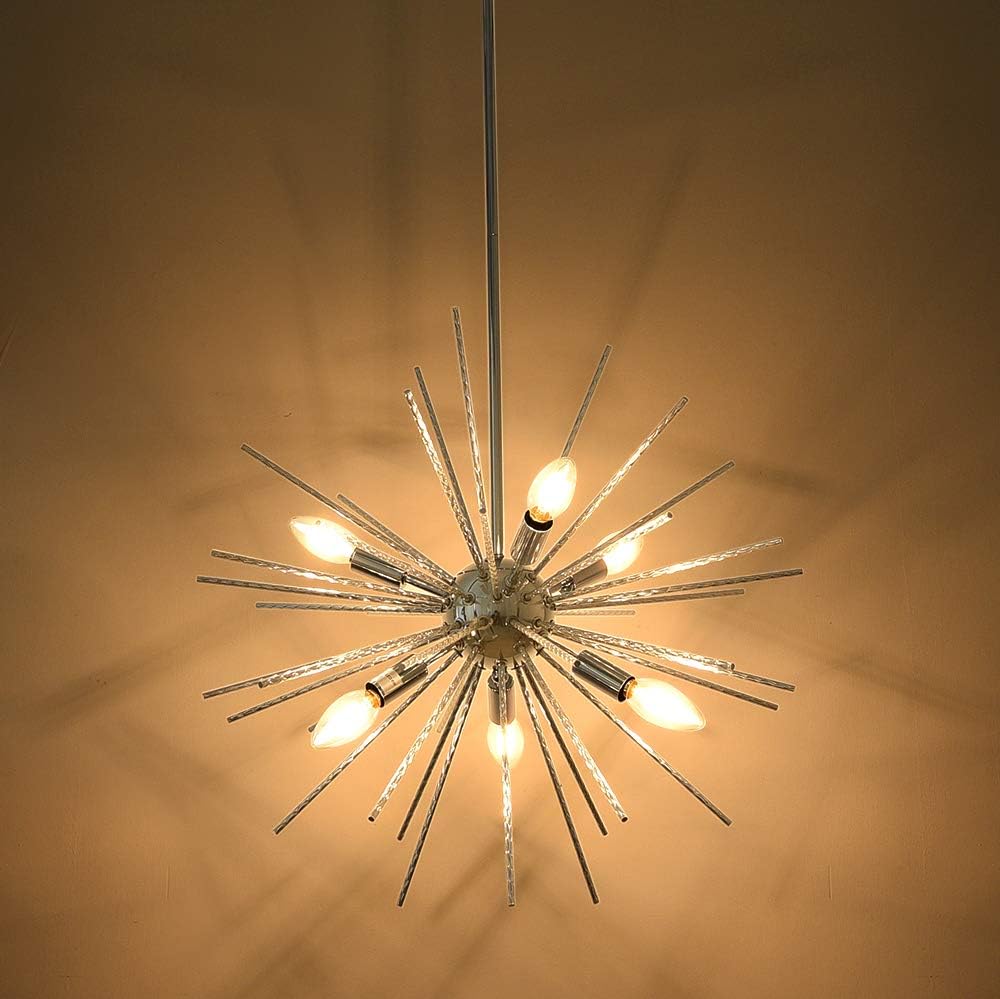 LED Sputnik Chandeliers 6 Lights Modern Firework LED Light Sparkling Aluminum Rod Pendant Lighting Ceiling Light Fixtures Suitable for Modern Decoration Style Houses: Home Improvement